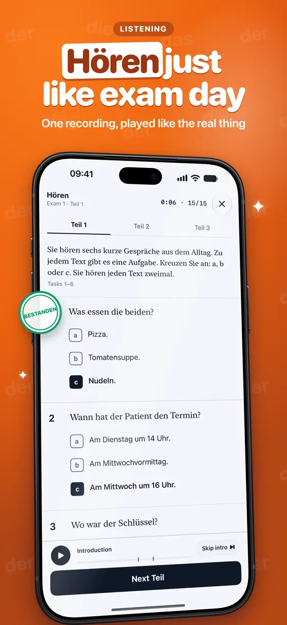 A Hören paper with the recording player on iPhone.